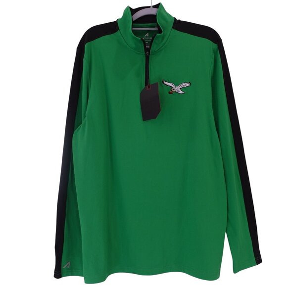 NWT Antigua Philadelphia Eagles Elevation Quarter-Zip Pullover Sz M Kelly Green - Picture 2 of 10